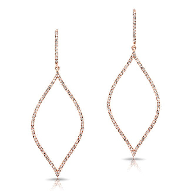 14KT Rose Gold Diamond Small Open Marquis Earrings