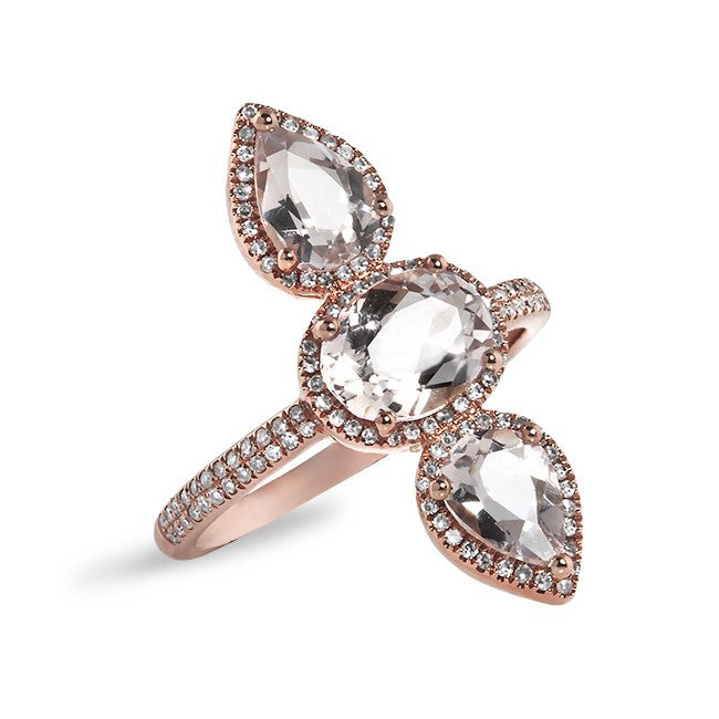 14KT Rose Gold Morganite Diamond Ring