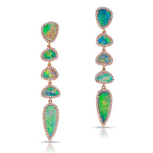 14KT Rose Gold Opal Diamond 5 Drop Geometric Earrings