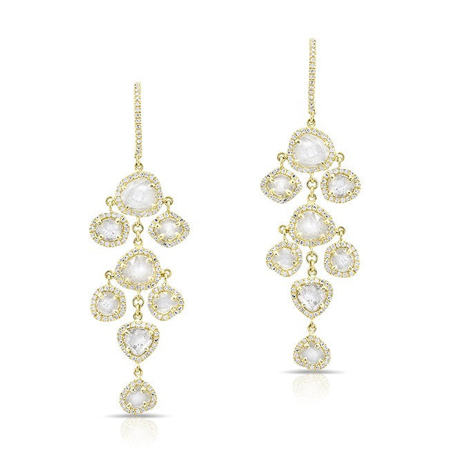 14KT Yellow Gold Diamond Slice Mini Chandelier Earrings