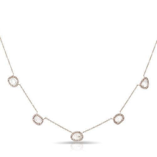 14KT Rose Gold 5 Diamond Slice Necklace
