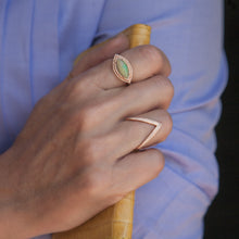 14KT Yellow Gold Marquis Opal Double Halo Diamond Ring
