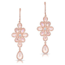 14KT Rose Gold Moonstone Diamond Blossom Chandelier Earrings