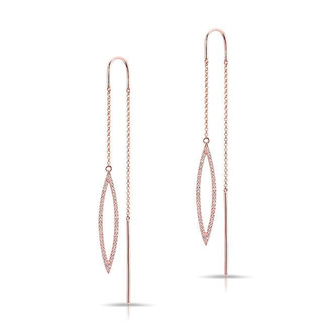 14KT Rose Gold Diamond Open Monaco Threader Earrings