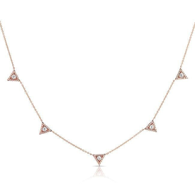 14KT Rose Gold Diamond Trinity Triangle Necklace