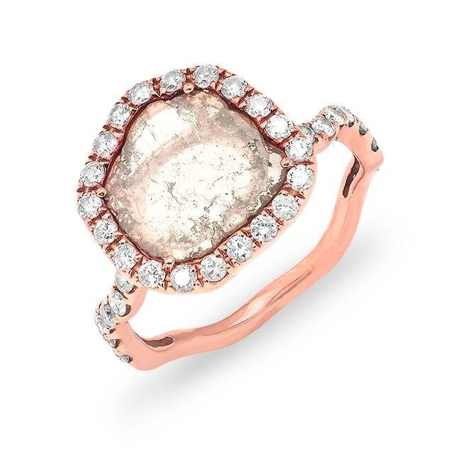 14KT Rose Gold Luxe Organic Diamond Slice Ring