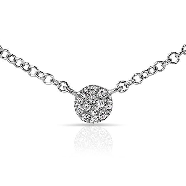 14KT White Gold 5 Mini Diamond Disc Necklace
