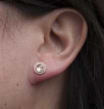 14KT Rose Gold White Topaz Diamond Sonrisa Stud Earrings