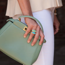 14KT Yellow Gold Diamond Chrysoprase Marquis Ring