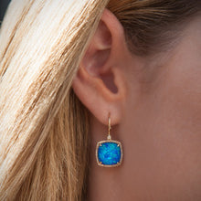 14KT Yellow Gold Opal Mini Cushion Diamond Earrings