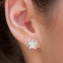 14KT White Gold Diamond Star Stud Earrings