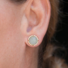 14KT Yellow Gold Diamond Aqua Calcite Stud Earrings