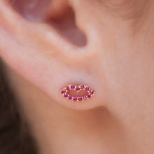 14KT White Gold Ruby Kiss Stud Earrings