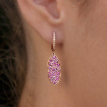 14KT Rose Gold Pink Sapphire Oval Diamond Earrings