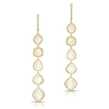 14KT Yellow Gold Organic Moonstone Diamond Drop Earrings