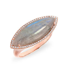 14KT Rose Gold Labradorite Diamond Marquis Ring