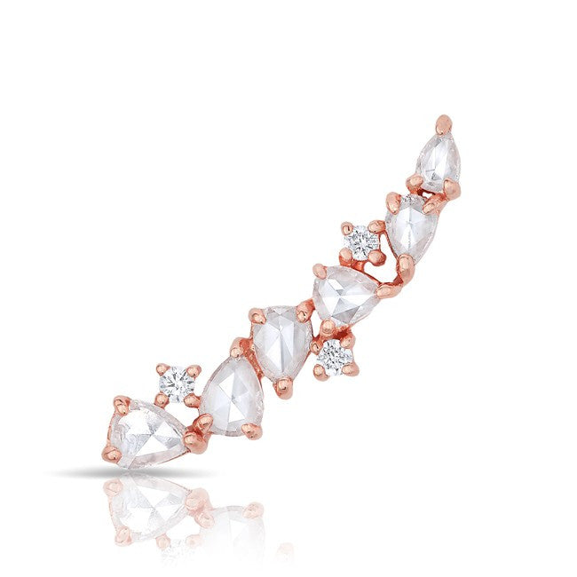 14KT Rose Gold Diamond Cluster Ear Cuff