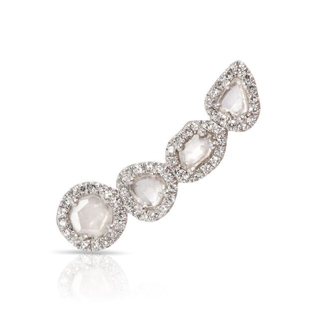 14KT White Gold Diamond Slice Ear Cuff