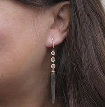 14KT Rose Gold Diamond Slice Labradorite Drop Earrings