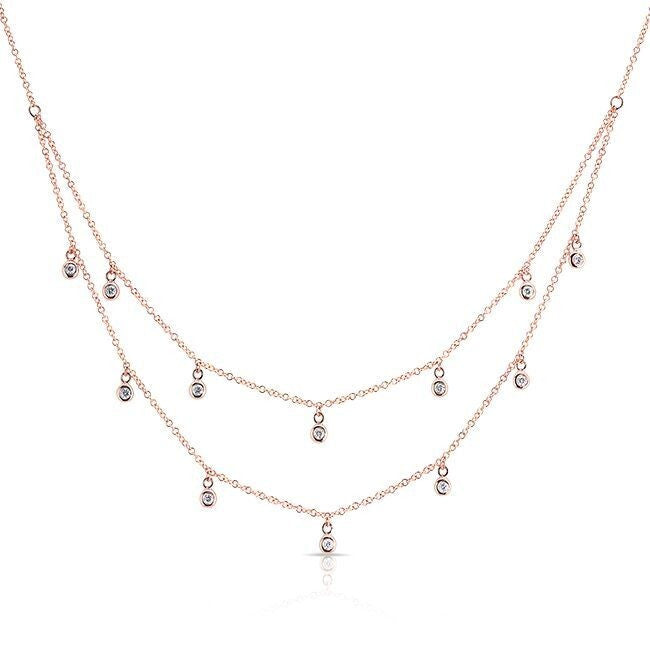 14KT Rose Gold Diamond Layered Morocco Necklace