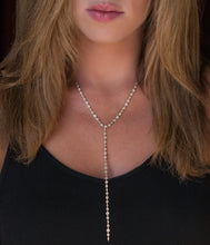 14KT Yellow Gold Diamond Bezel Pave Lariat Necklace