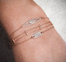 14KT White Gold Diamond Mini ID Chain Bracelet