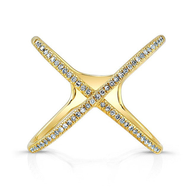 14KT Yellow Gold Diamond X Ring