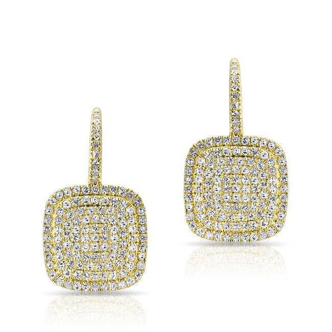 14KT Yellow Gold Diamond Cushion Earrings