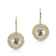 14KT Yellow Gold White Topaz Diamond Sonrisa Earrings