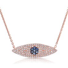 14KT Rose Gold Diamond And Sapphire Large Evil Eye Necklace