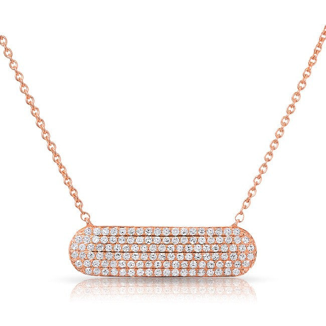 14KT Rose Gold Diamond ID Plate Necklace