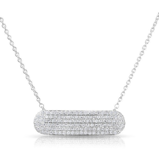 14KT White Gold Diamond ID Plate Necklace