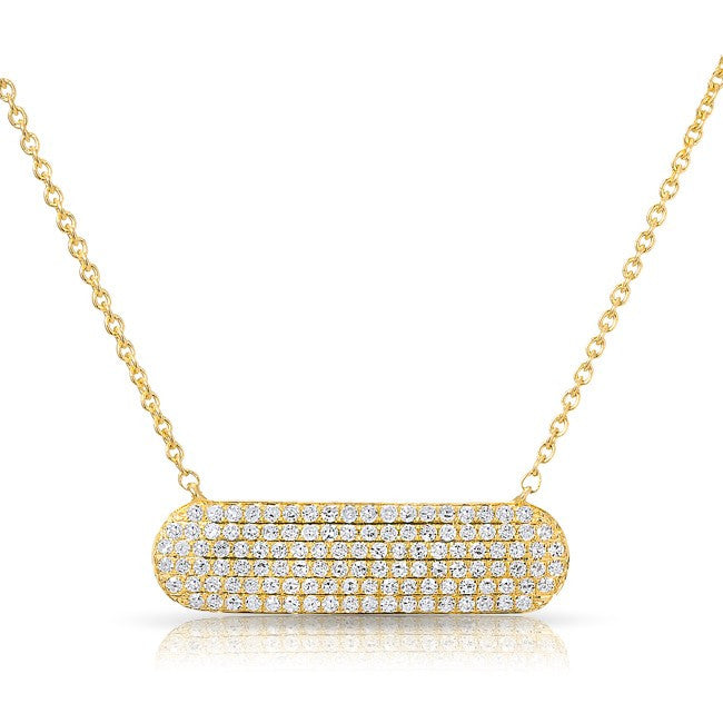 14KT Yellow Gold Diamond ID Plate Necklace