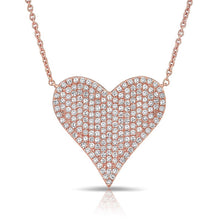 14KT Rose Gold Diamond Large Pave Heart Necklace