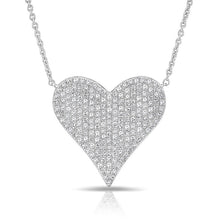 14KT White Gold Diamond Large Pave  Heart Necklace