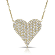 14KT Yellow Gold Diamond Large Pave Heart Necklace