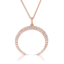14KT Rose Gold Diamond Crescent Moon Necklace