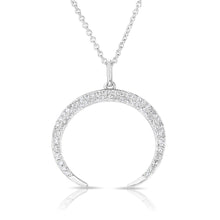 14KT White Gold Diamond Crescent Moon Necklace