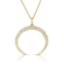 14KT Yellow Gold Diamond Crescent Moon Necklace