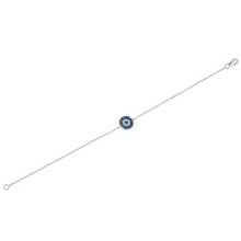 14KT White Gold Sapphire and Diamond Evil Eye Disc Bracelet