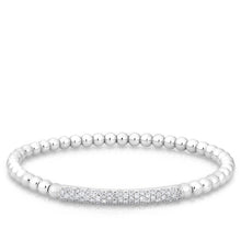 14KT White Gold Diamond Ball Stretch Bangle Bracelet