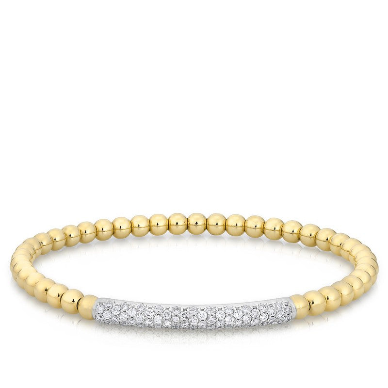14KT Yellow Gold Diamond Ball Stretch Bangle Bracelet