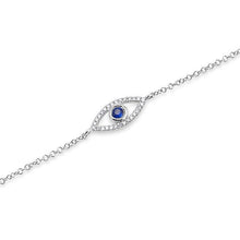 14KT White Gold Blue Sapphire Mini Evil Eye Diamond Bracelet