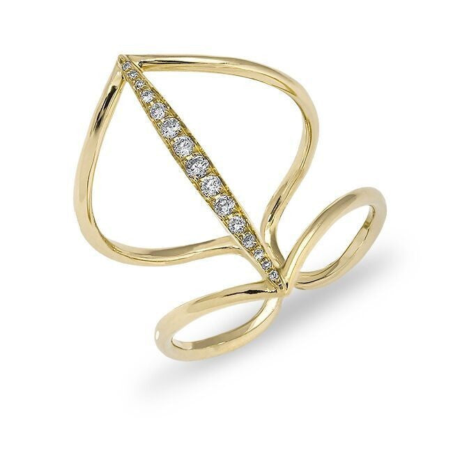 14KT Yellow Gold Petal Diamond H Ring