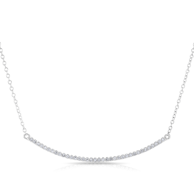 14KT White Gold Diamond Lash Crescent Necklace