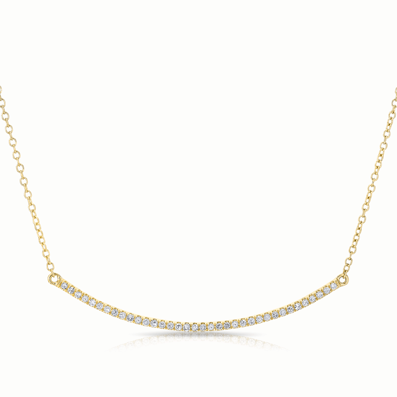 14KT Yellow Gold Diamond Lash Crescent Necklace