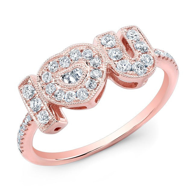 14KT Rose Gold Diamond I-Heart-U Ring