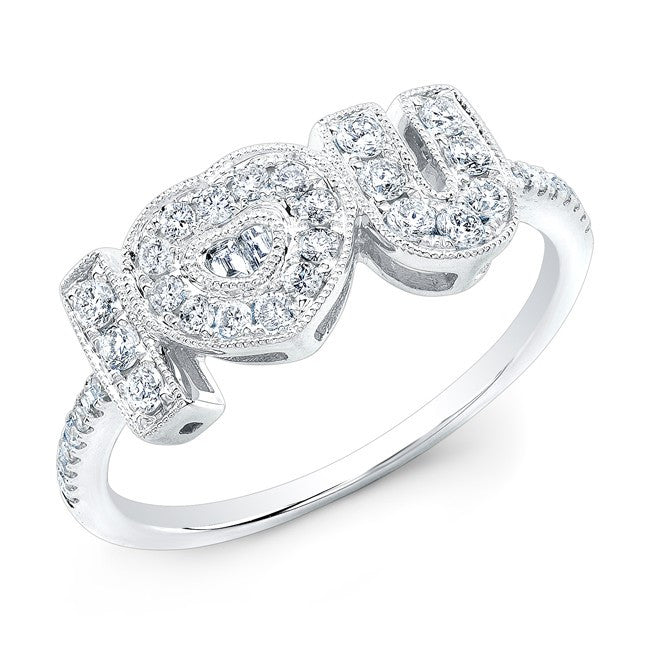 14KT White Gold Diamond I-Heart-U Ring