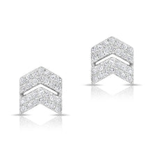 14KT White Gold Diamond Double Maverick Chevron Diamond Stud Earrings
