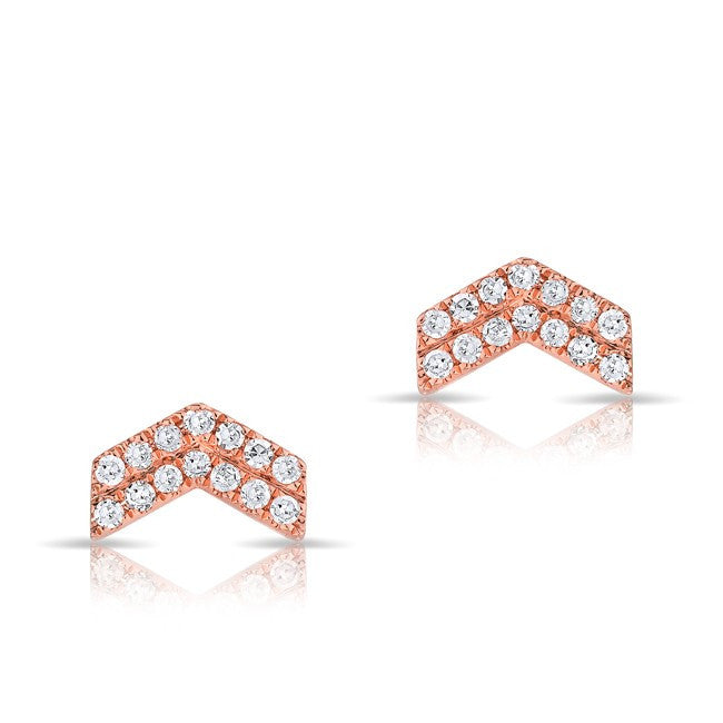 14KT Rose Gold Diamond Mini Maverick Chevron Stud Earrings